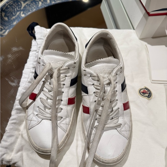 Moncler Women’s White Sneakers with Red and Blue Stripes - Picture 1 of 8